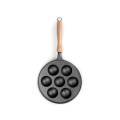 Cast Iron Pre-Seasoned Cake Mold Pan with Wooden Handle